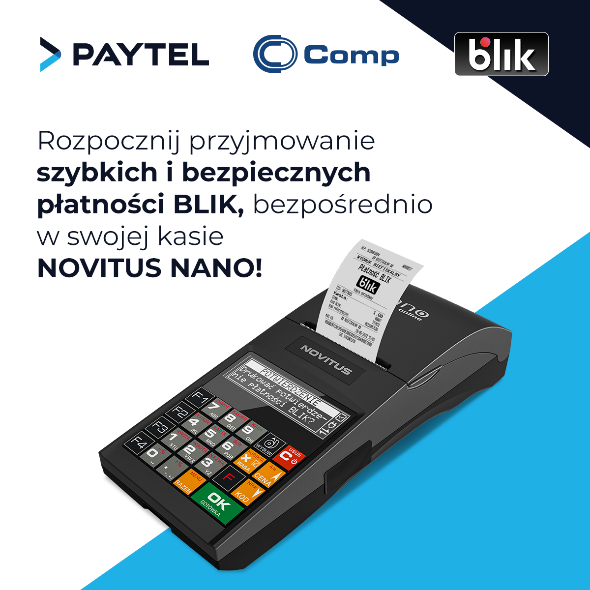 Blik na kasie fiskalnej Novitus Nano online